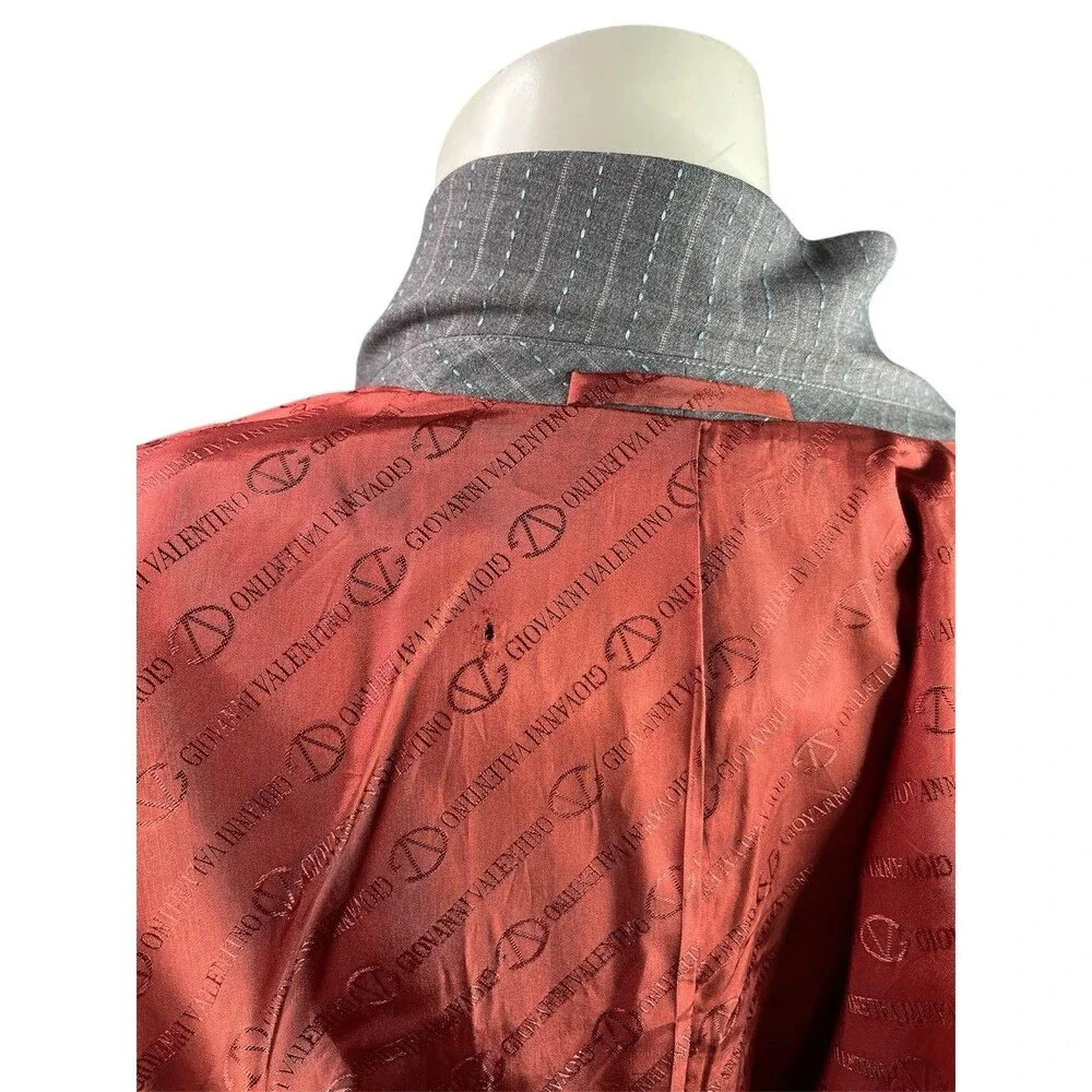 Giovanni Valentino Blazer Mens 34R Notched Lapel Gray Striped Sport Jacket